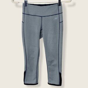 New Balance J Crew West Stride Leggings Stripe Womens Size Small Grey White Crop